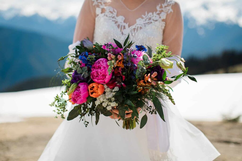 Bridal bouquet made from local flowers in Port Angeles