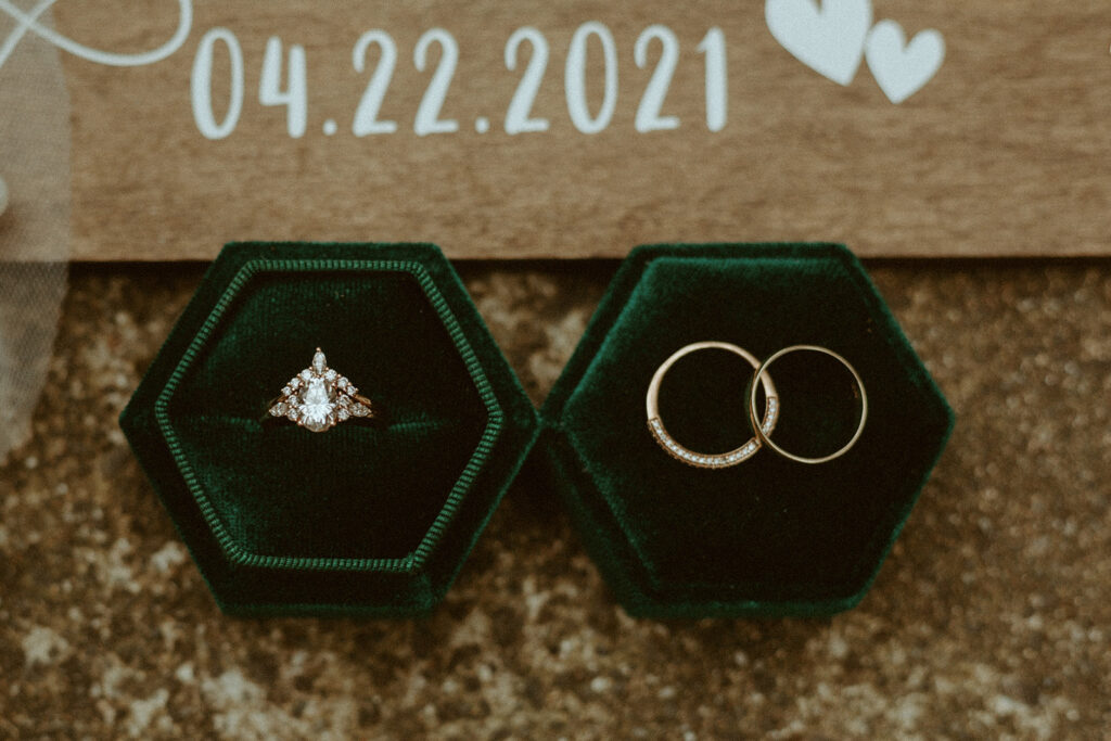 Wedding rings at North Bend elopement